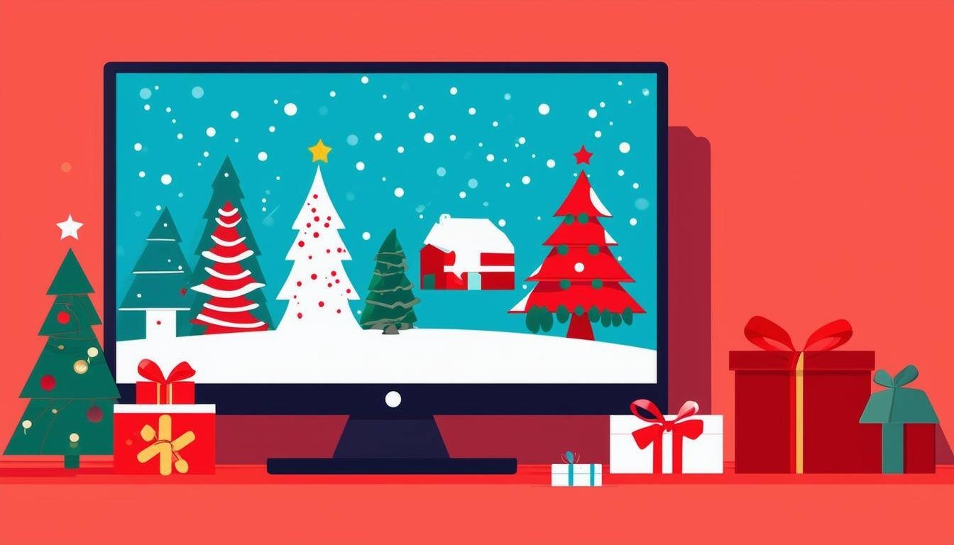 a vector minimal illustration showcasing the holiday season centered on the screen with flat colors